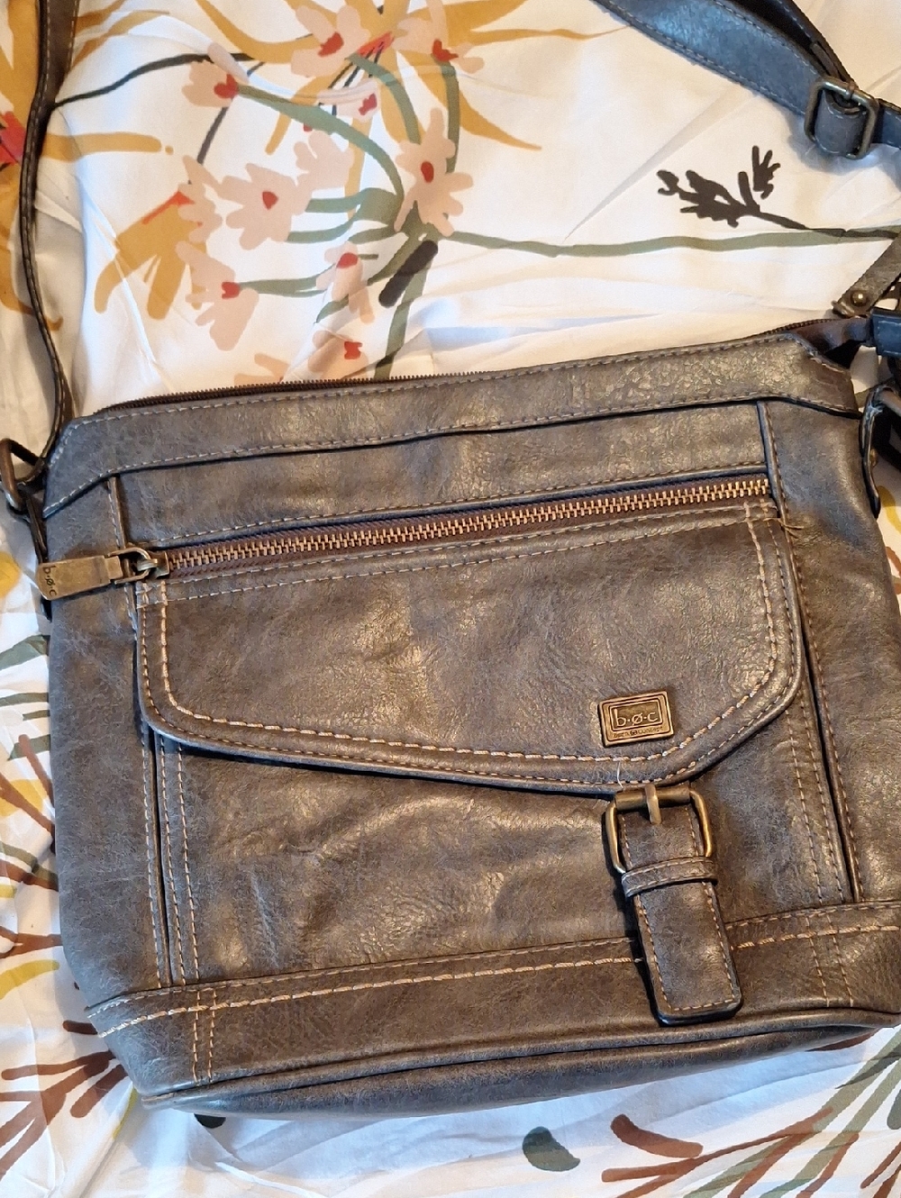 b.o.c. Slate Gray Faux-Leather Crossbody with Front Flap